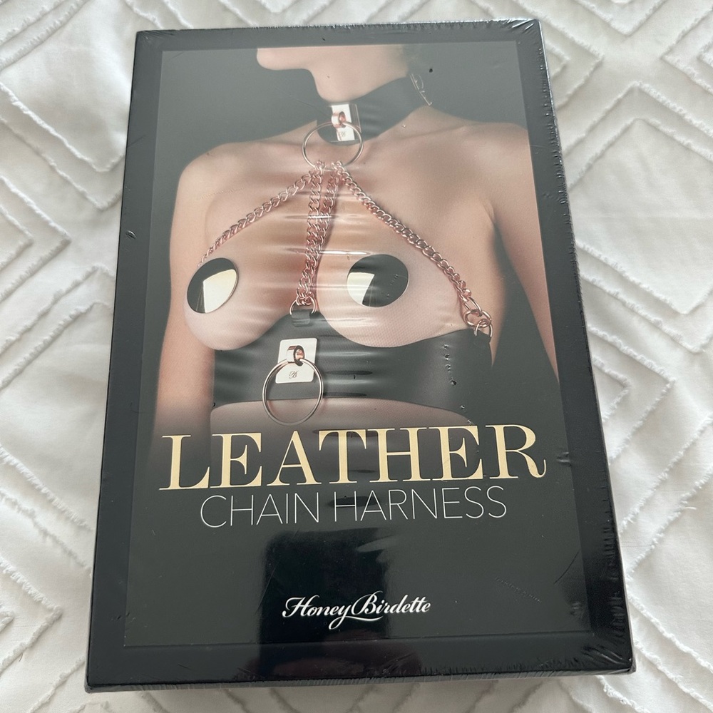 Honey Birdette Leather Chain Harness - Black and Silver